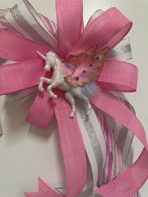 Christmas Candy Cane with a unicorn, Christmas Centerpiece, Candy Cane Decor, Candy Cane Door Hanger - image6